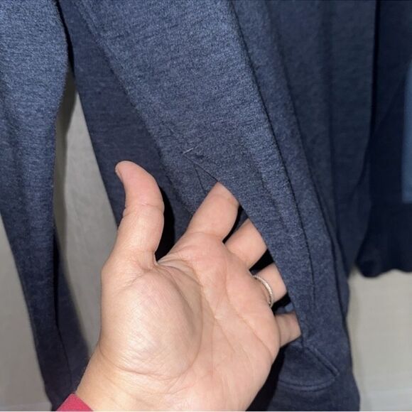 UA S Blue Light Blue Mesh Details Funnel Neck Pullover Sweatshirt Thumb Holes - Picture 8 of 15
